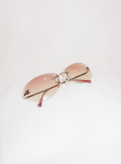 Chanel Pink Rimless Sunglasses