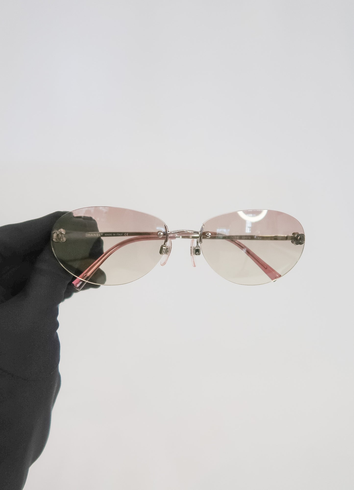 Chanel Pink Rimless Sunglasses