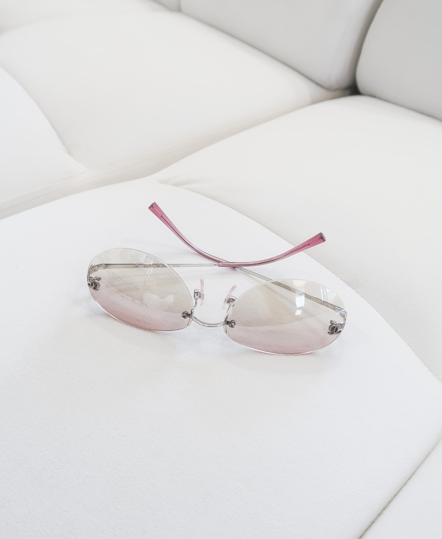 Chanel Pink Rimless Sunglasses